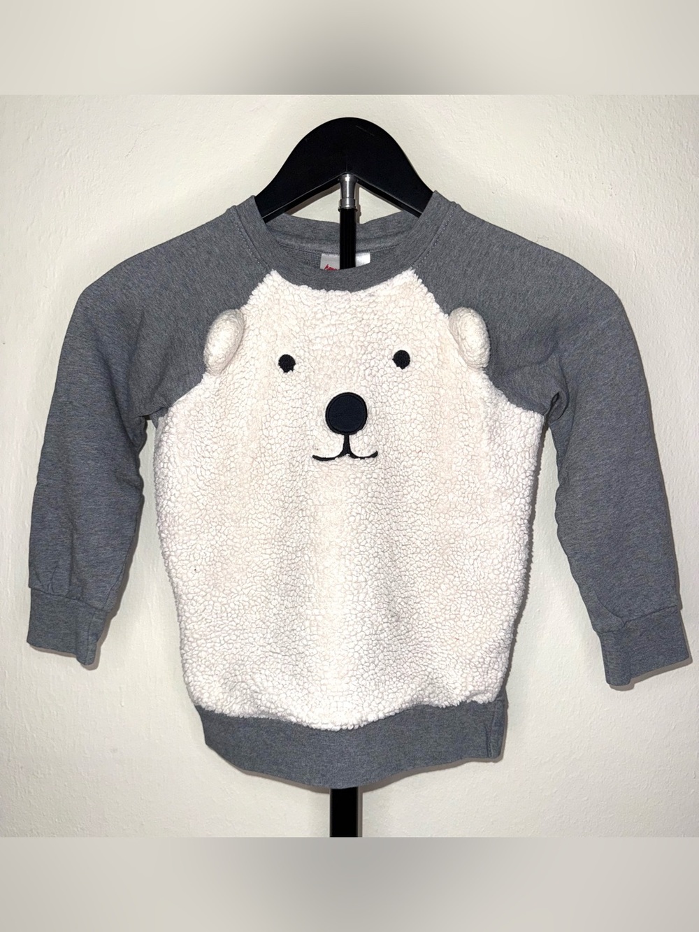 Hanna Andersson Polar Bear Applique Sweatshirt w/ textured fleece bodice, sz 5